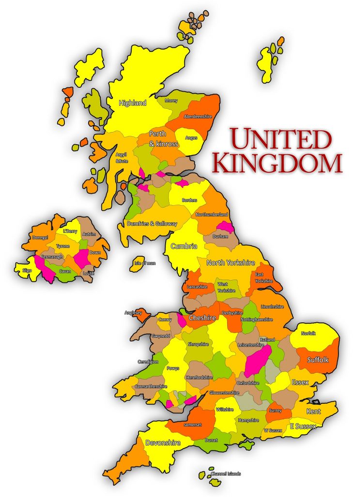 UK Map by Counties